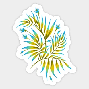 Waikiki Palm - Yellow / Blue Sticker